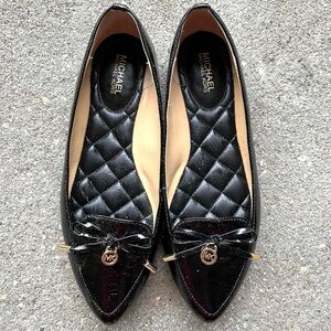 Michael Kors Black Flats with Gold Accents